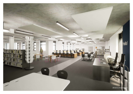 An artists impression of the internal first floor at East Coast Colleges Great Yarmouth Campus Image LSI Architects 2048x1448