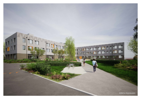 An artists impression of the external south east view of East Coast Colleges Great Yarmouth Campus Image LSI Architects scaled